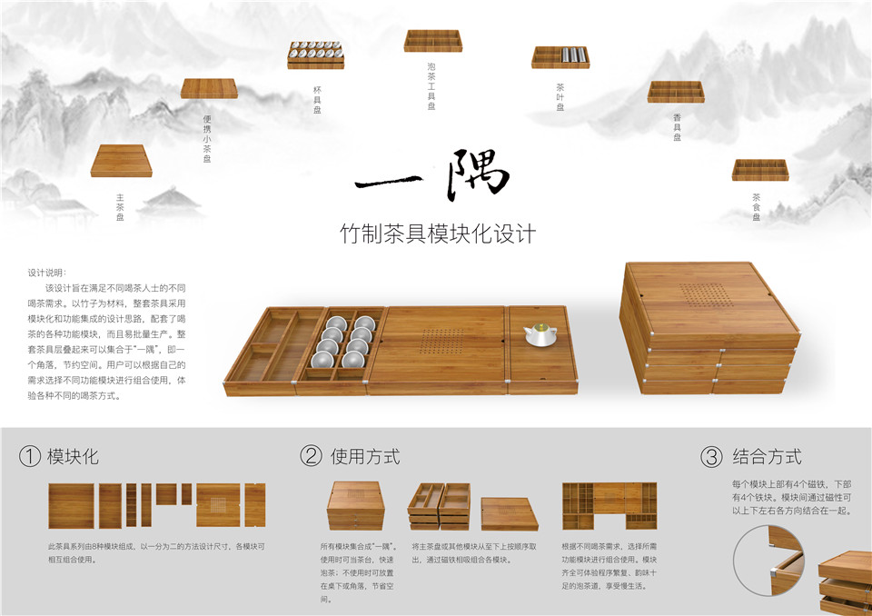 一隅——模块化茶具设计